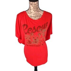Womens Large Reasue Dog Tee Shirt Red Modropy Limited Edition